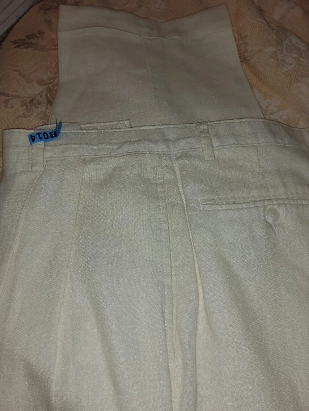 Men's Cream Pleated Dress Pants by